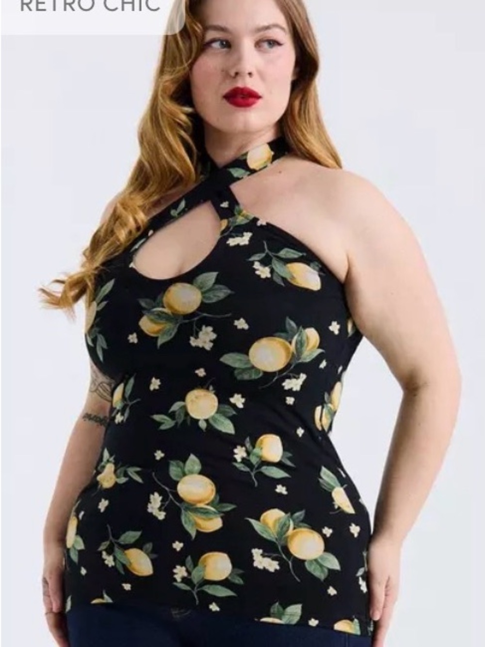 NWT Torrid Retro Chic Foxy Twist Neck Halter Top